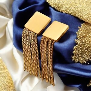 🆕️Bold & Glamorous 18K Gold Plated Tassel Earrings ✨ Statement Drop Earrings